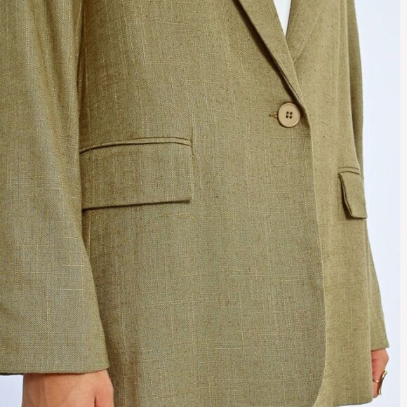 Linen Khaki Olive Blazer - Picture 8 of 10